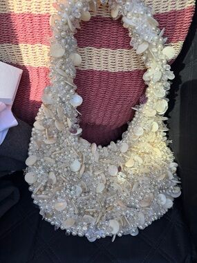 Beach Bride Beaded Faux Pearl,Natural shells, faux crystals Mermaid Muse Purse